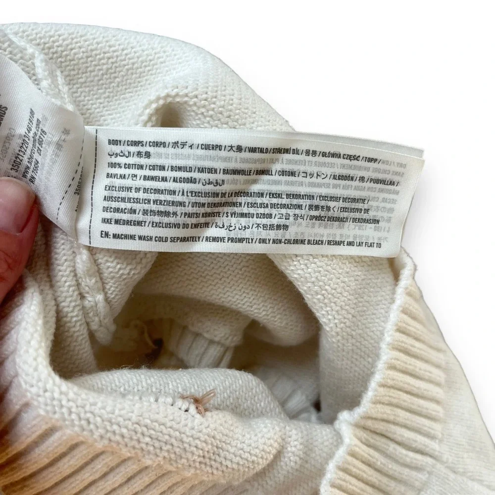 Hollister Vest Womens Extra Small White Red Mushroom Knit Pullover V-neck Cotton - Picture 7 of 7